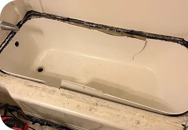 Rusted bathtub with corrosion and stains in Home