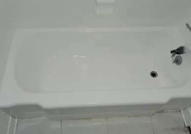 Floor tiles after reglazing with fresh uniform shine