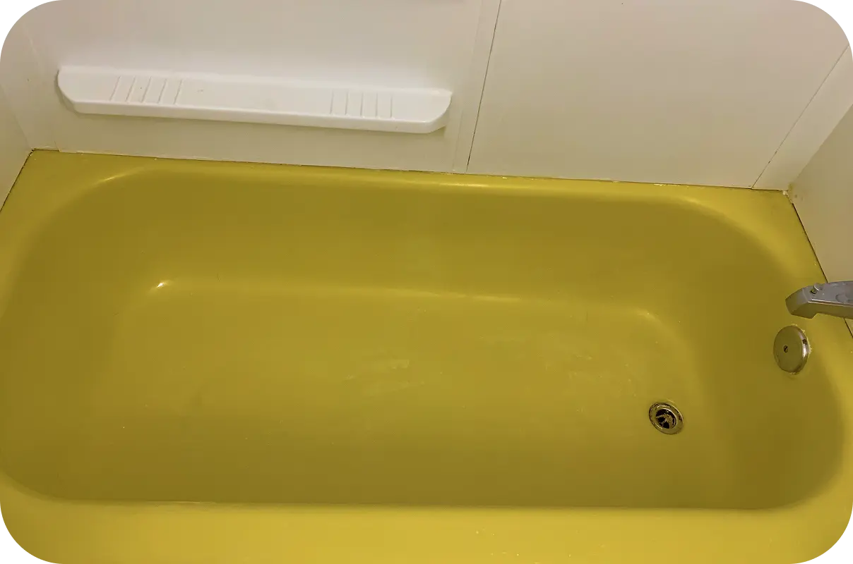 Yellow refinished bathtub in  Home – vibrant color option after bathtub reglazing service