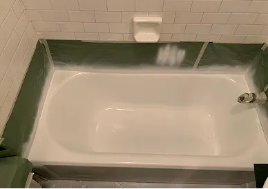 Modern-looking bathtub after reglazing with sleek and smooth finish