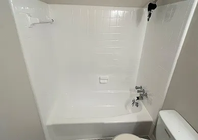 Floor tiles after reglazing with fresh uniform shine