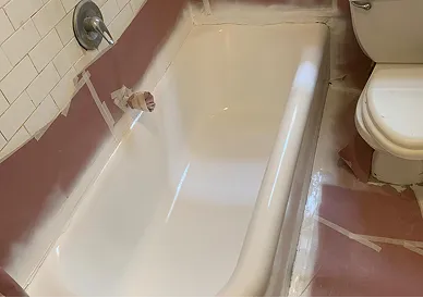 Bathtub after reglazing with smooth, glossy, and like-new surface